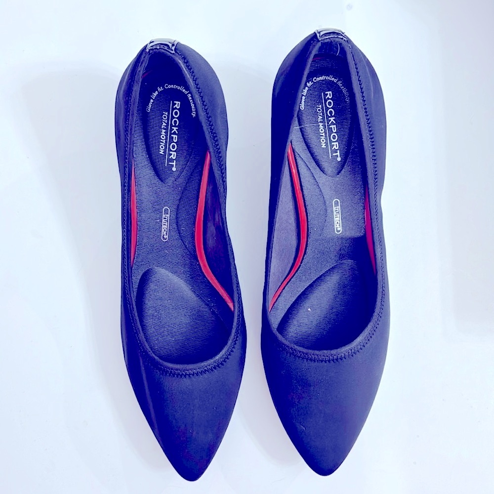 Rockport Women's Size 10 Black Kitty Heels Slip On Cushioned Insole Pointy Toe - Picture 3 of 7